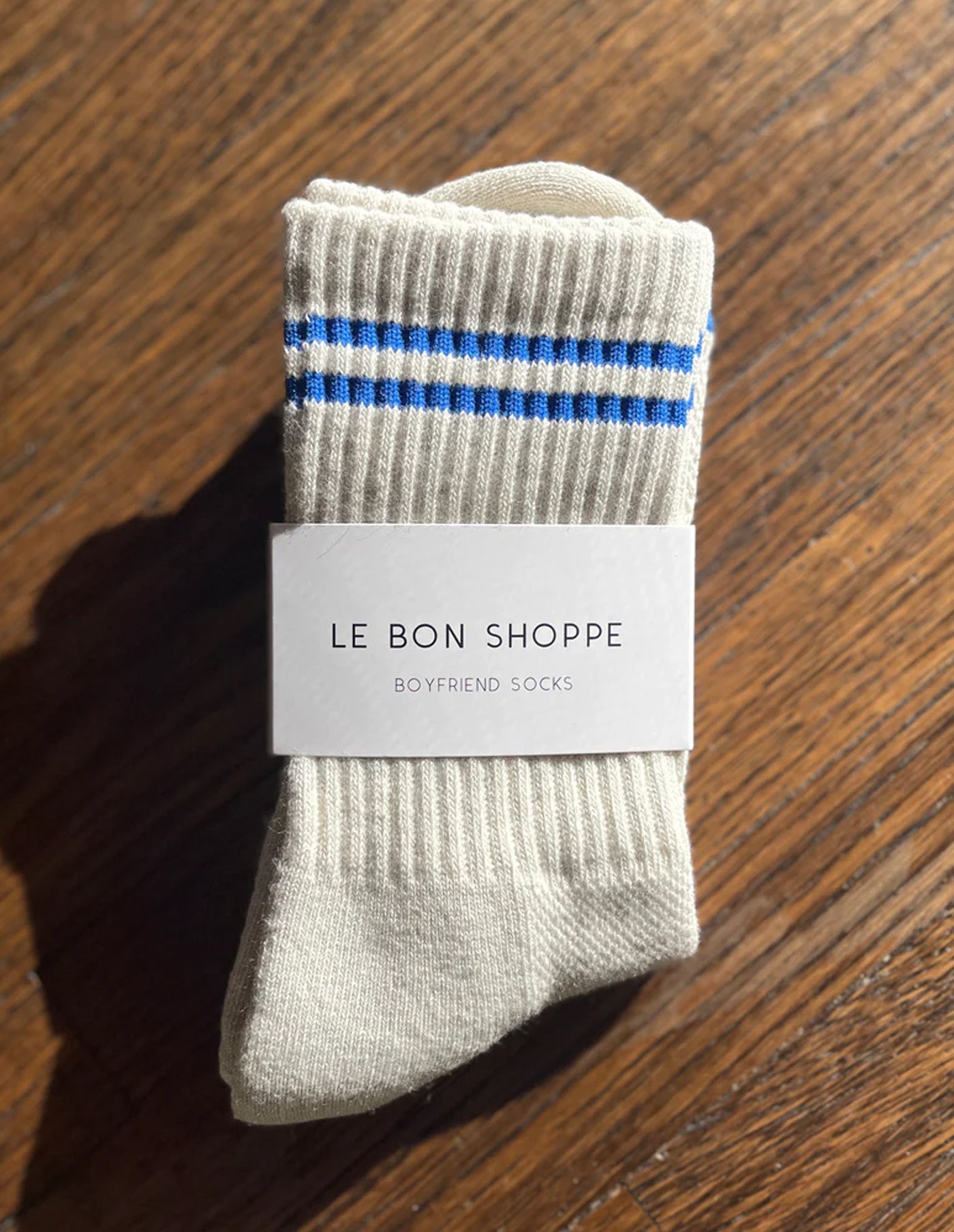 Ice Grey and Blue Boyfriend Socks, Le Bon Shoppe
