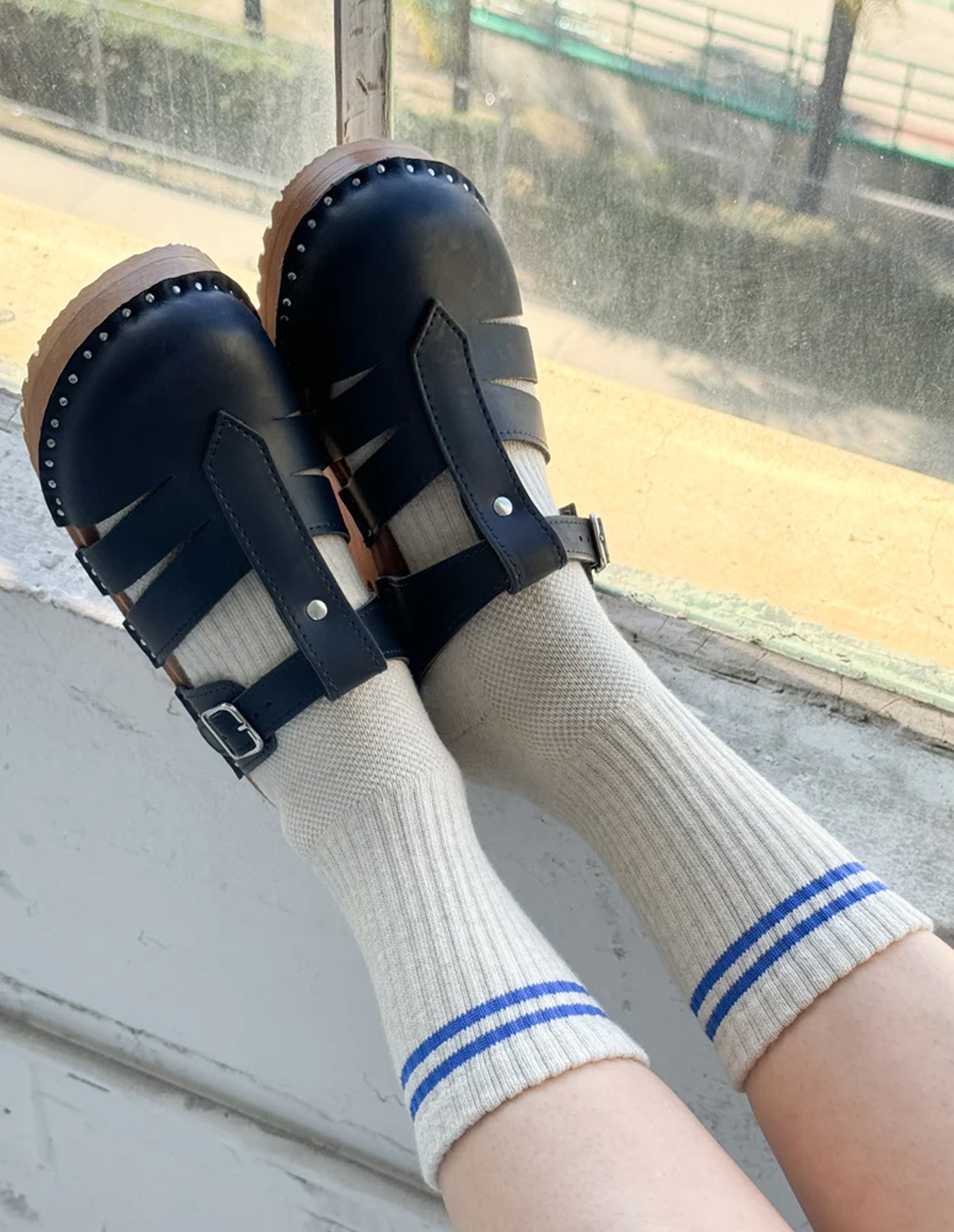 Ice Grey and Blue Boyfriend Socks, Le Bon Shoppe