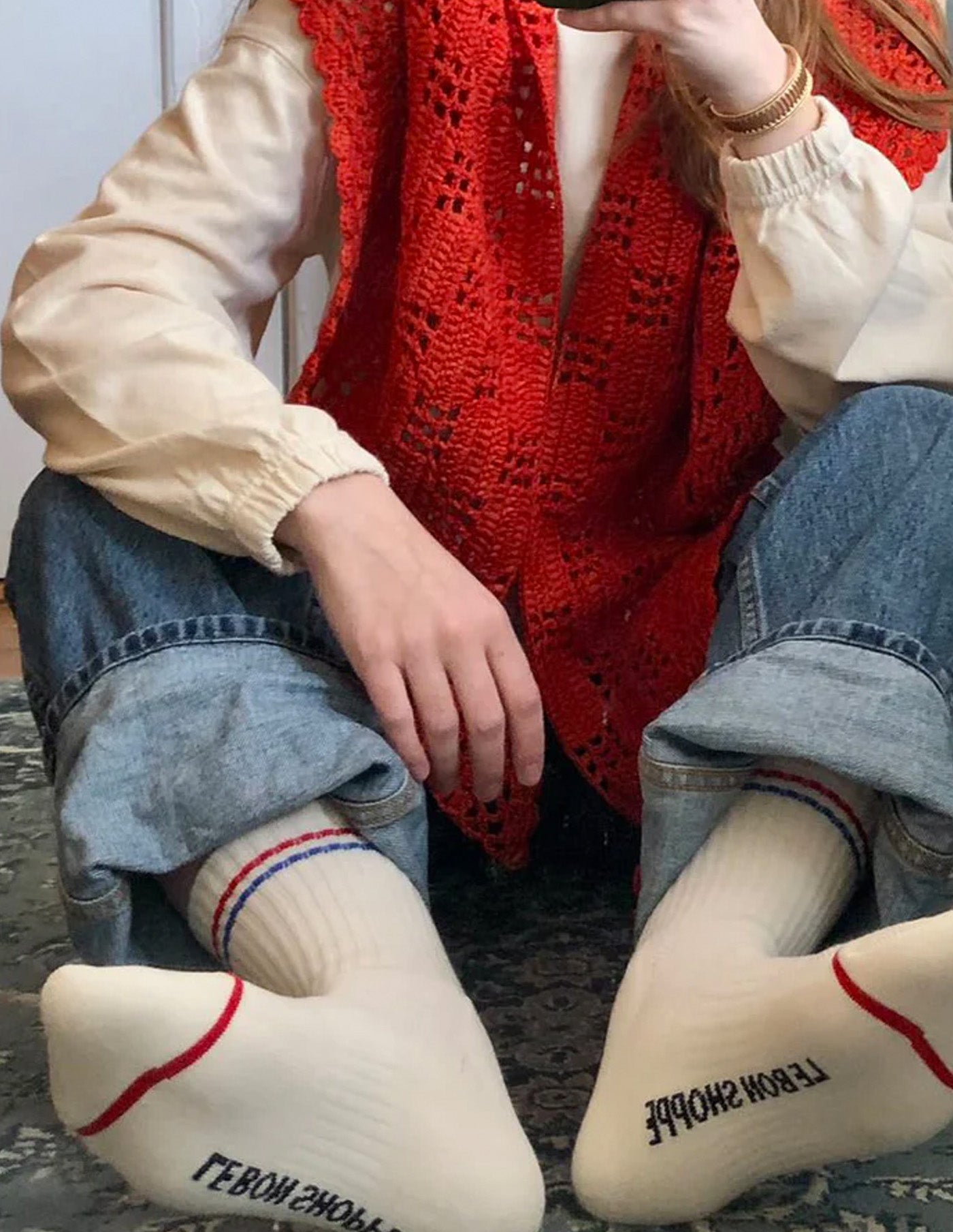 Milk White Boyfriend Socks, Le Bon Shoppe