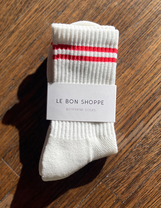 Clean White Boyfriend Socks, Le Bon Shoppe