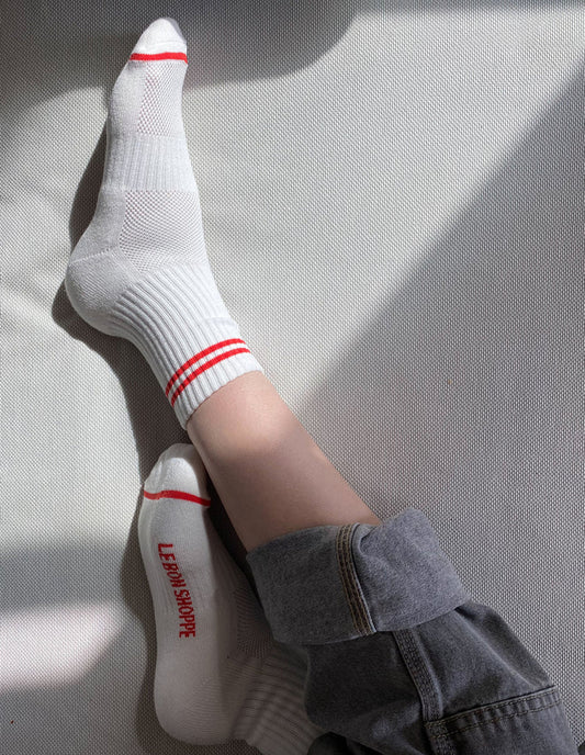 Clean White Boyfriend Socks, Le Bon Shoppe