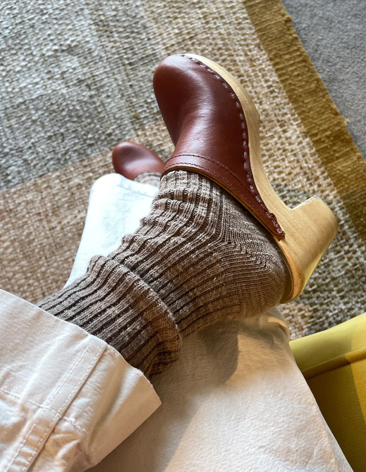 Flax Brown Cottage Socks, Le Bon Shoppe