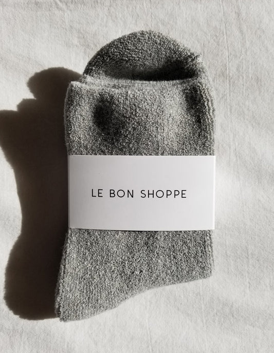Heather Grey Cotton Cloud Socks, Le Bon Shoppe