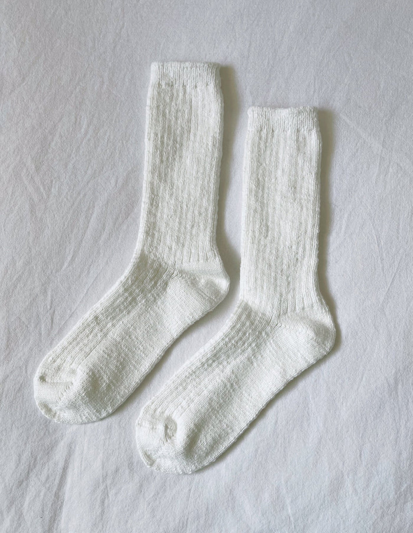 White Linen Cottage Socks, Le Bon Shoppe