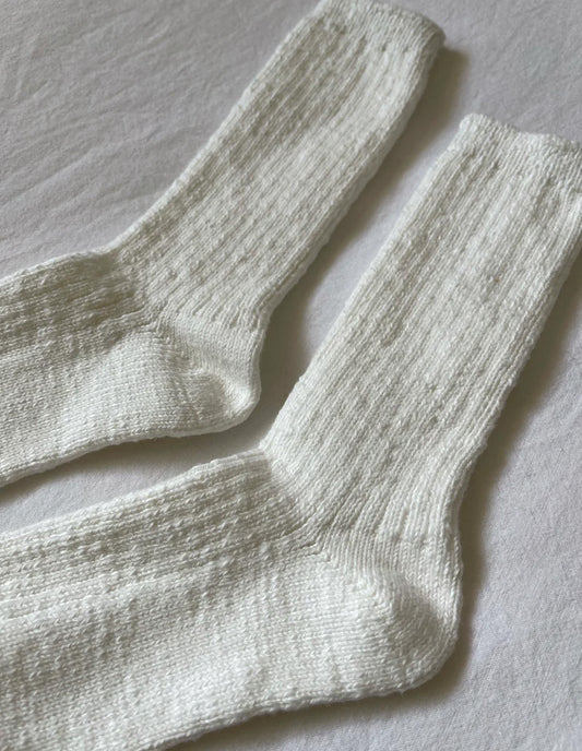 White Linen Cottage Socks, Le Bon Shoppe