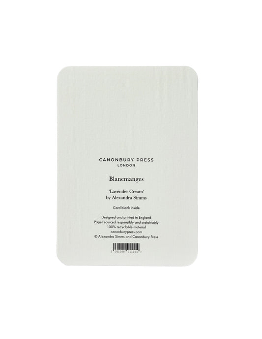 Lavender Cream Blancmange Greeting Card, Canonbury Press