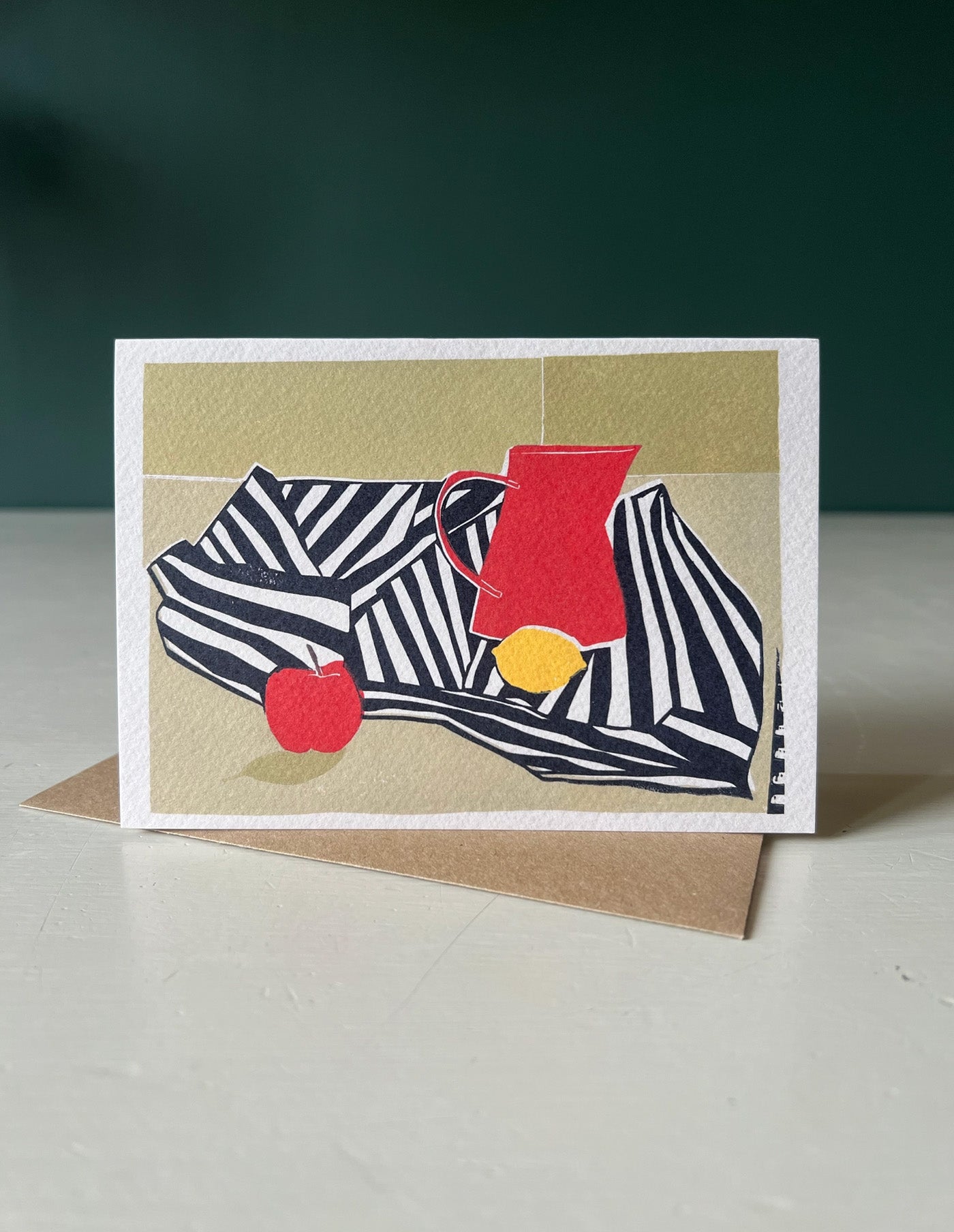 A Red Jug, A Red Apple and A Lemon Greeting Card, Luiza Holub