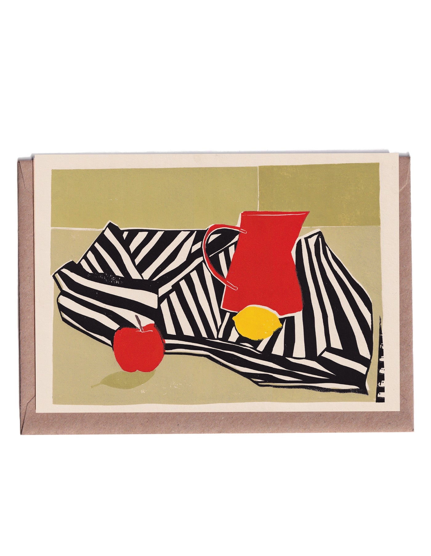 A Red Jug, A Red Apple and A Lemon Greeting Card, Luiza Holub