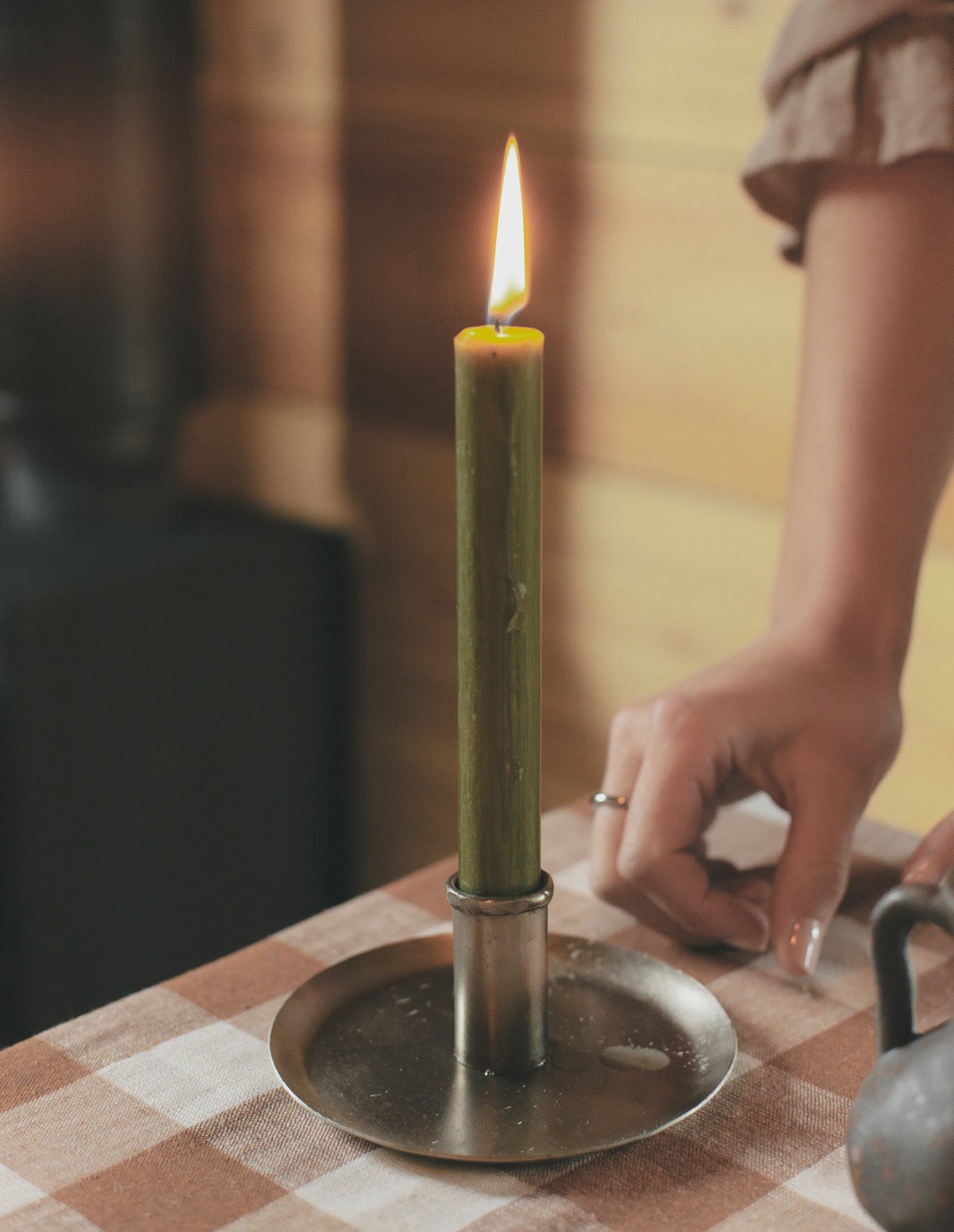 Antique Steel Hand Forged Candle Holder, Madam Stoltz