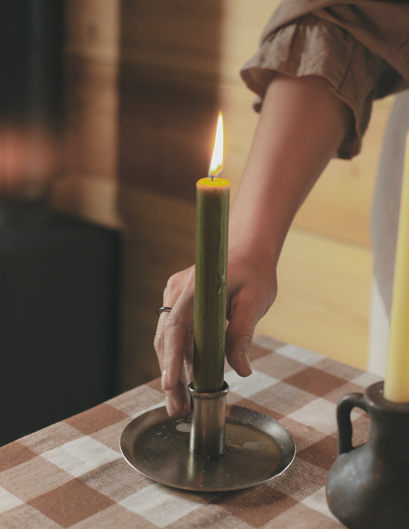 Antique Steel Hand Forged Candle Holder, Madam Stoltz