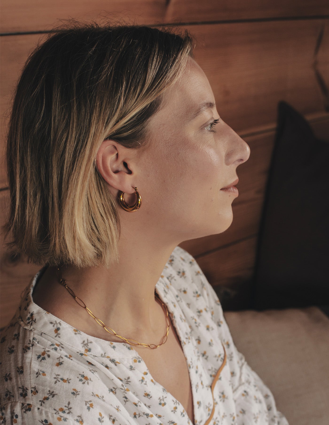 Gold Dainty Chain Link Necklace, Waterproof