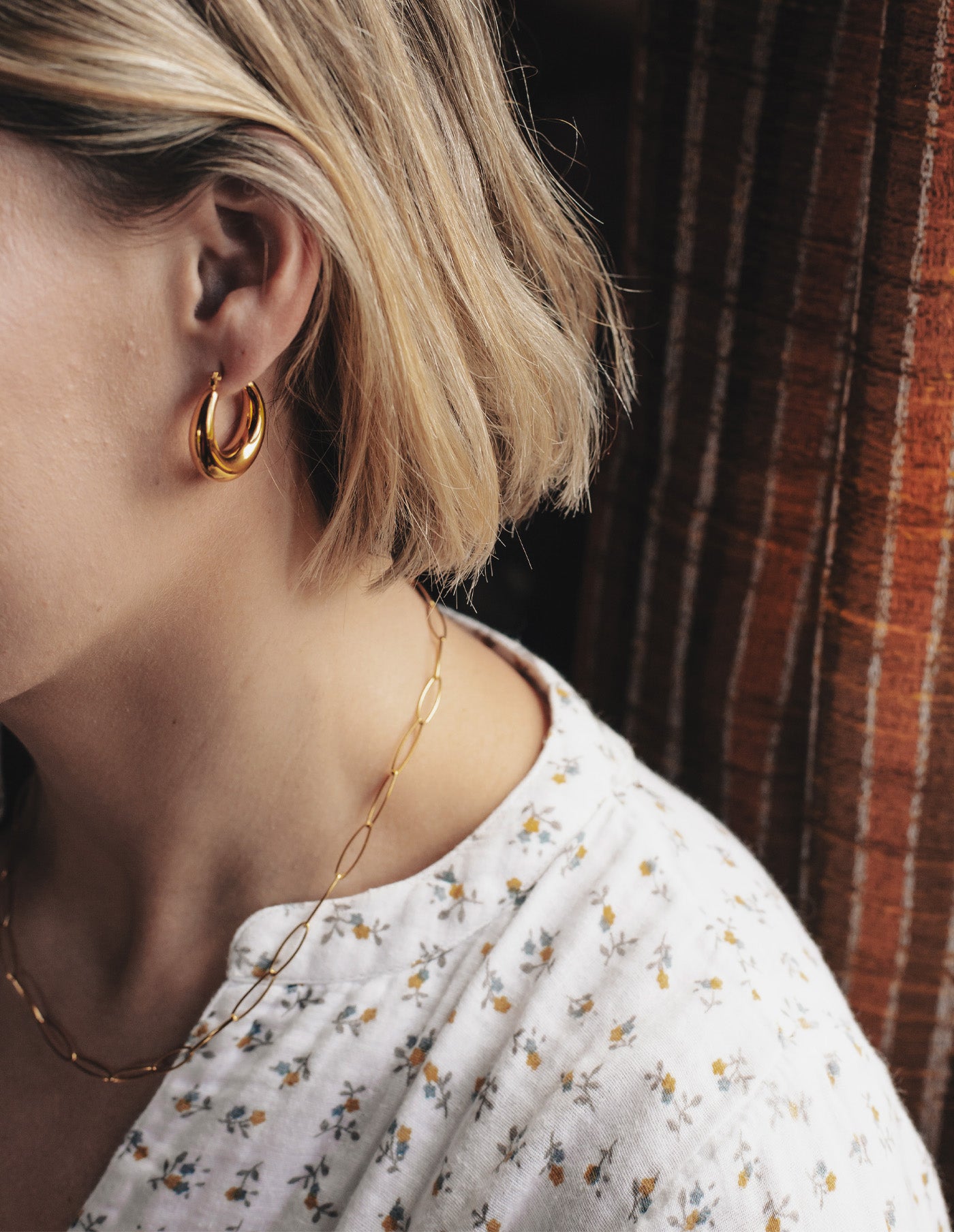 Gold Dainty Chain Link Necklace, Waterproof