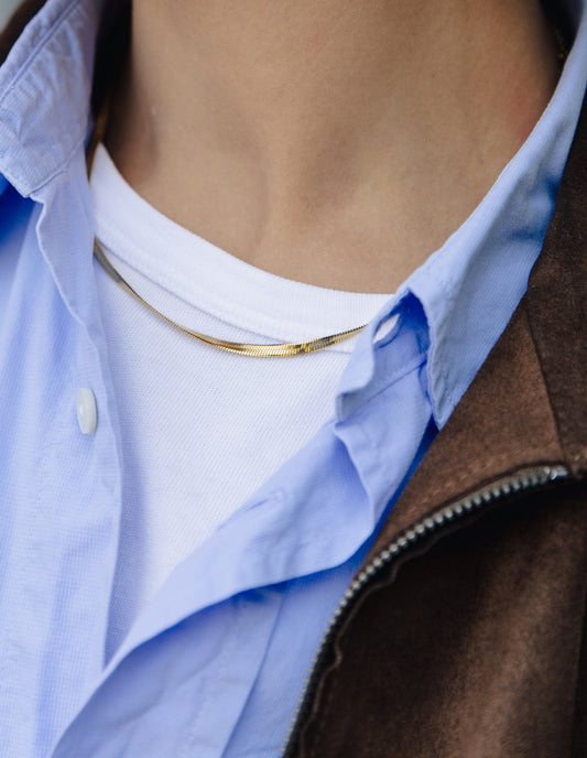 Gold Snake Chain Choker Necklace, Tarnish-Free Gold Plating