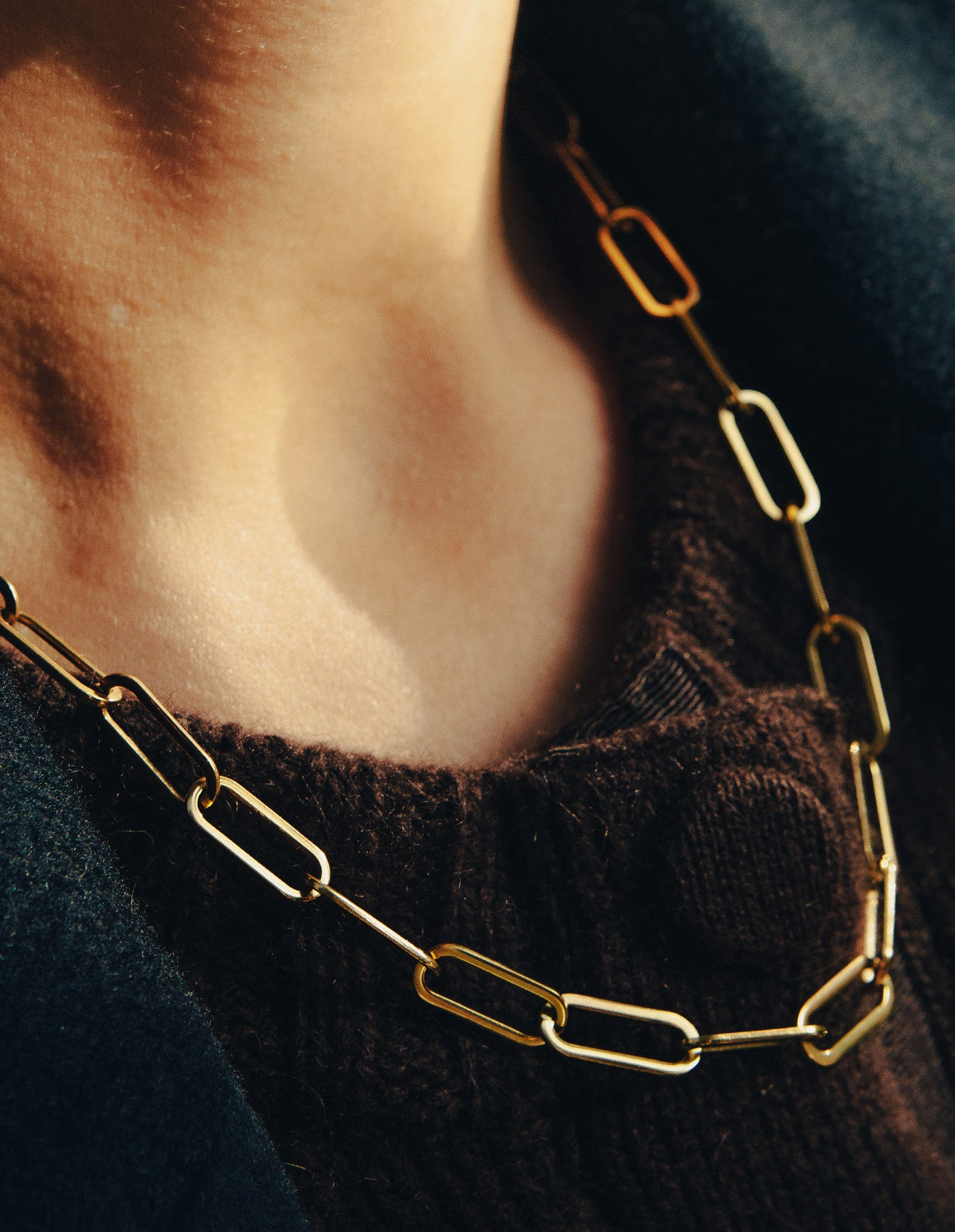 Gold Chunky Chain Link Necklace, Waterproof
