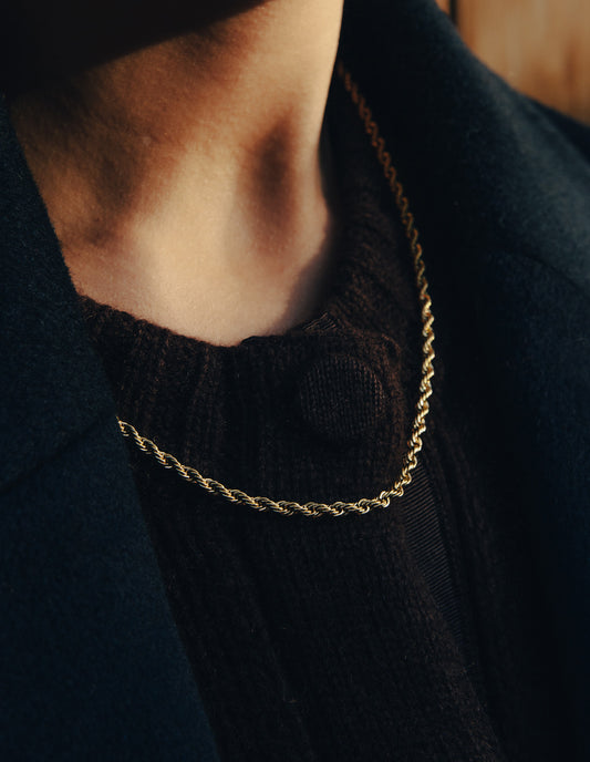 Gold Chunky Chain Link Necklace, Waterproof