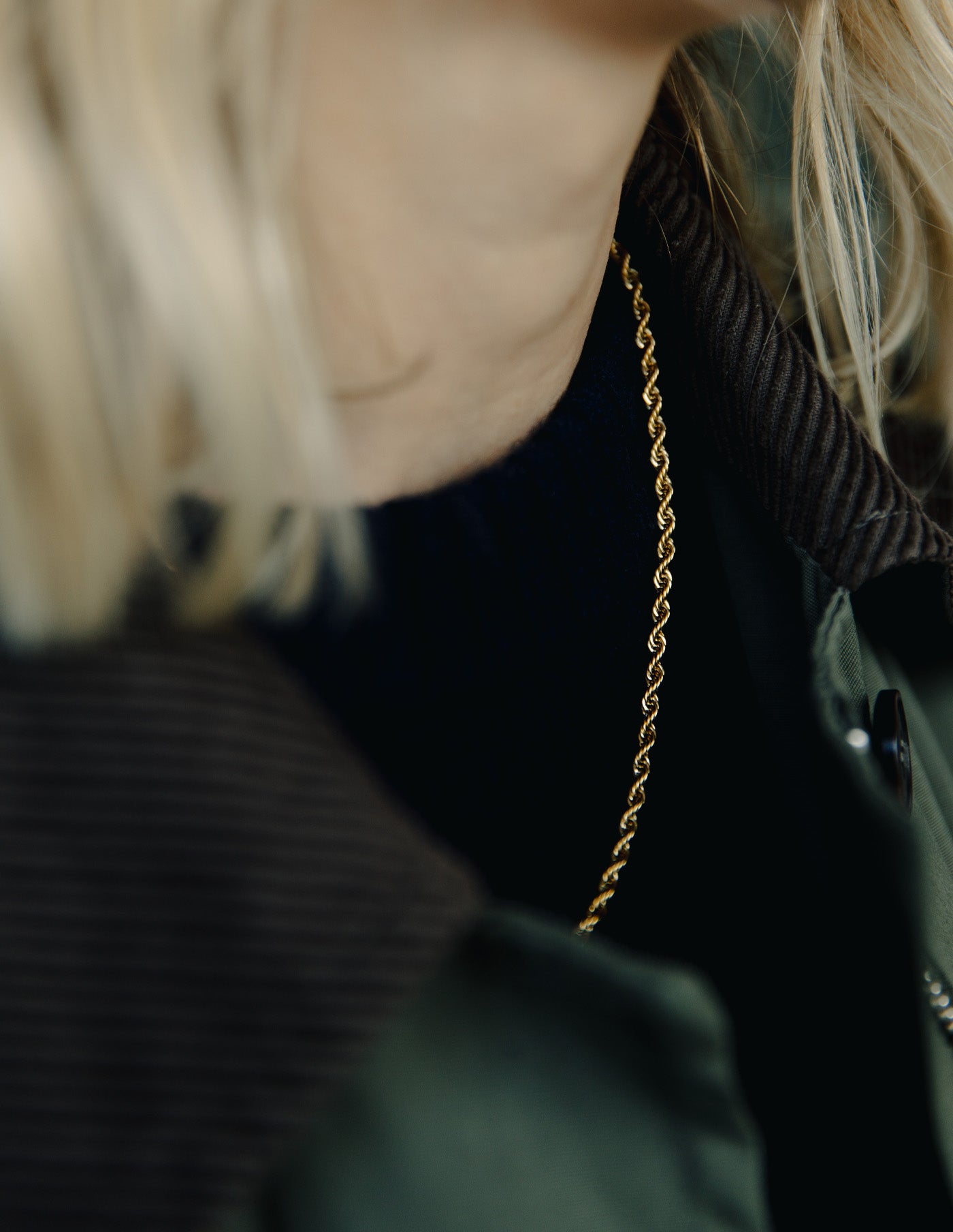 Gold Rope Twist Chain Necklace, Tarnish-Free Gold Plating