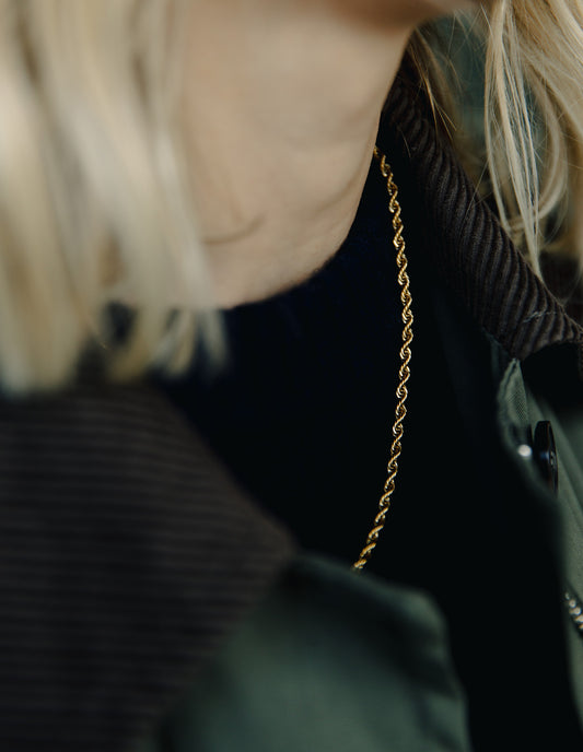 Gold Rope Twist Chain Necklace, Tarnish-Free Gold Plating