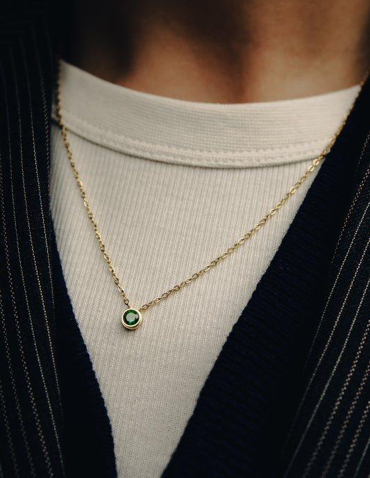 Gold Dainty Gemstone Necklace, Tarnish-Free Gold Plating