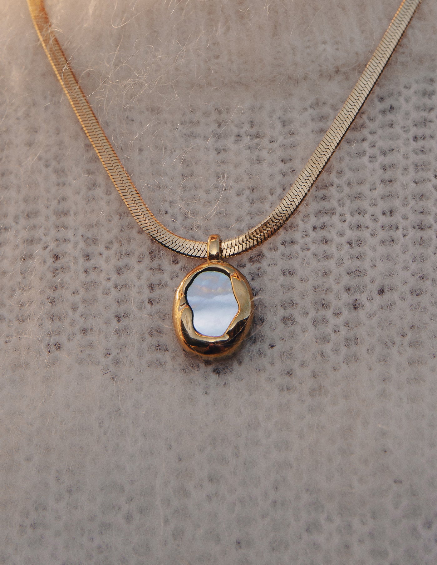 Gold Snake Chain Pendant Necklace, Waterproof