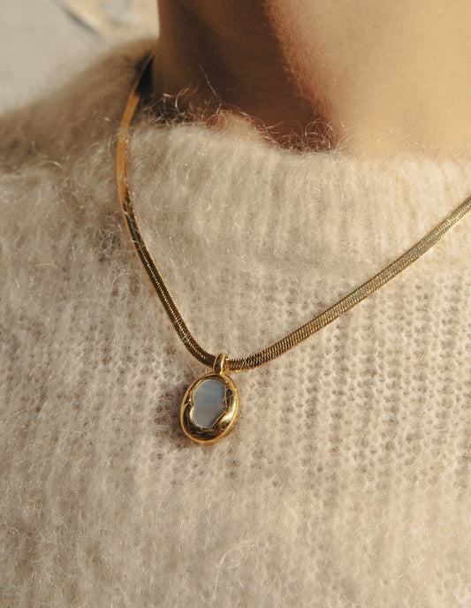 Gold Snake Chain Pendant Necklace, Waterproof