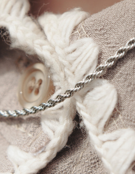 Silver Rope Twist chain Necklace, Tarnish-Free Silver Plating