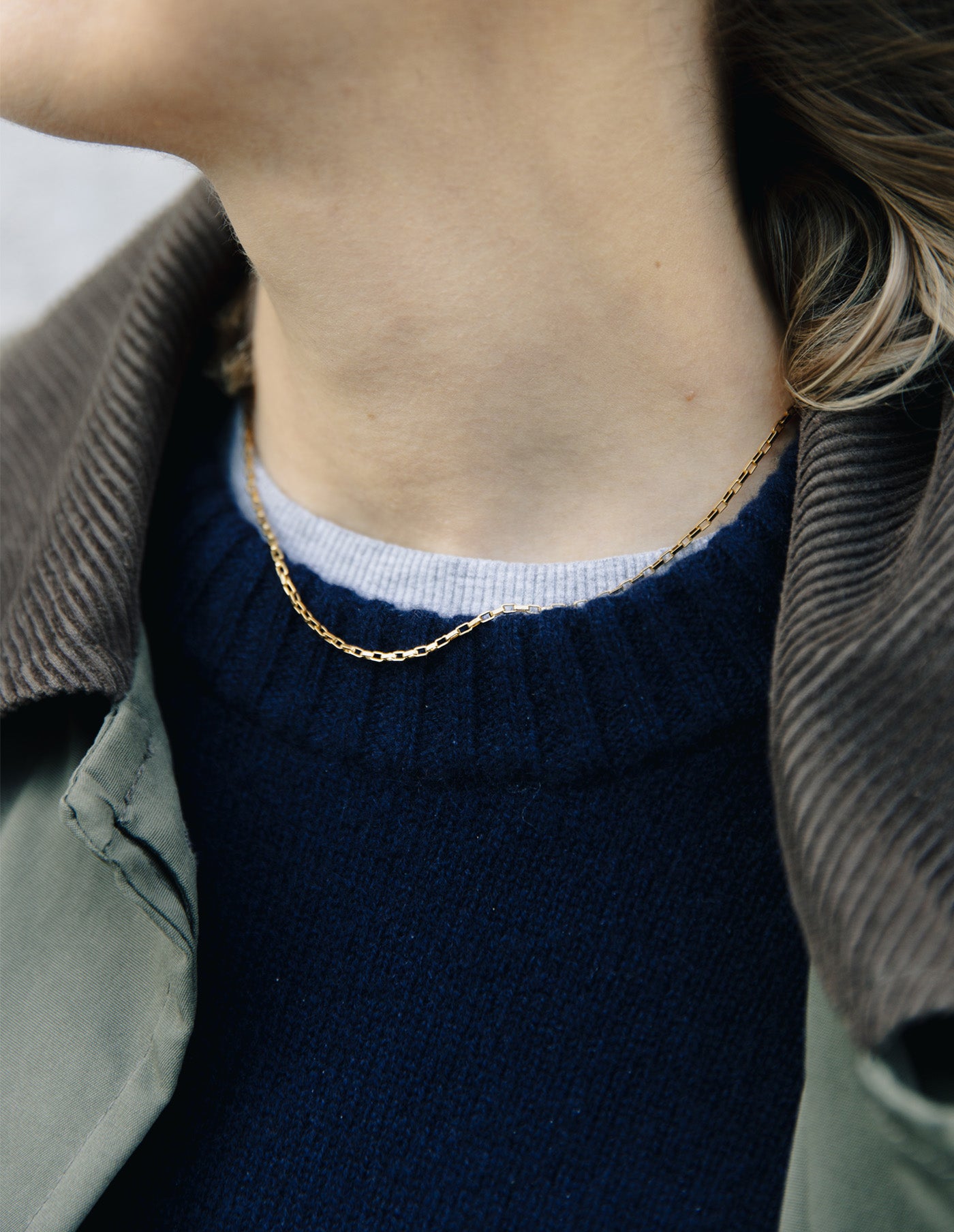 Gold Box Link Chain Necklace, Tarnish-Free Gold Plating