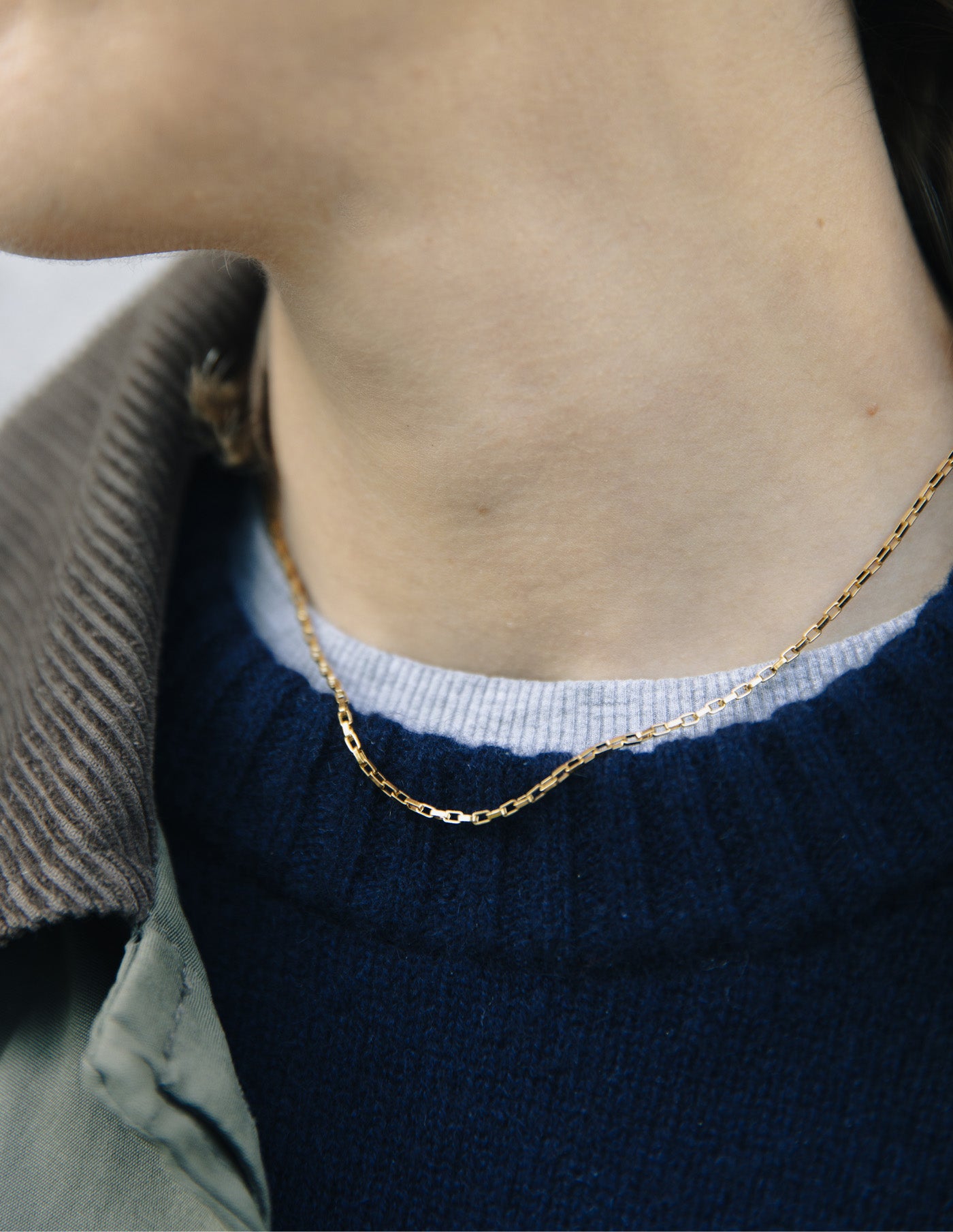 Gold Box Link Chain Necklace, Tarnish-Free Gold Plating