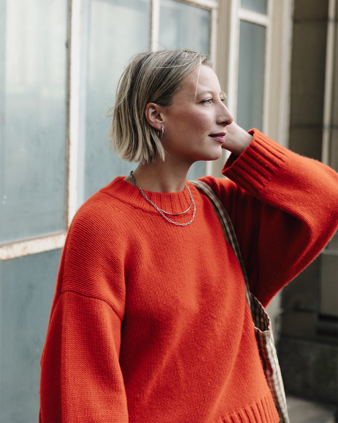 Silver Double Layer Feature Necklace, Tarnish-Free Silver Plating