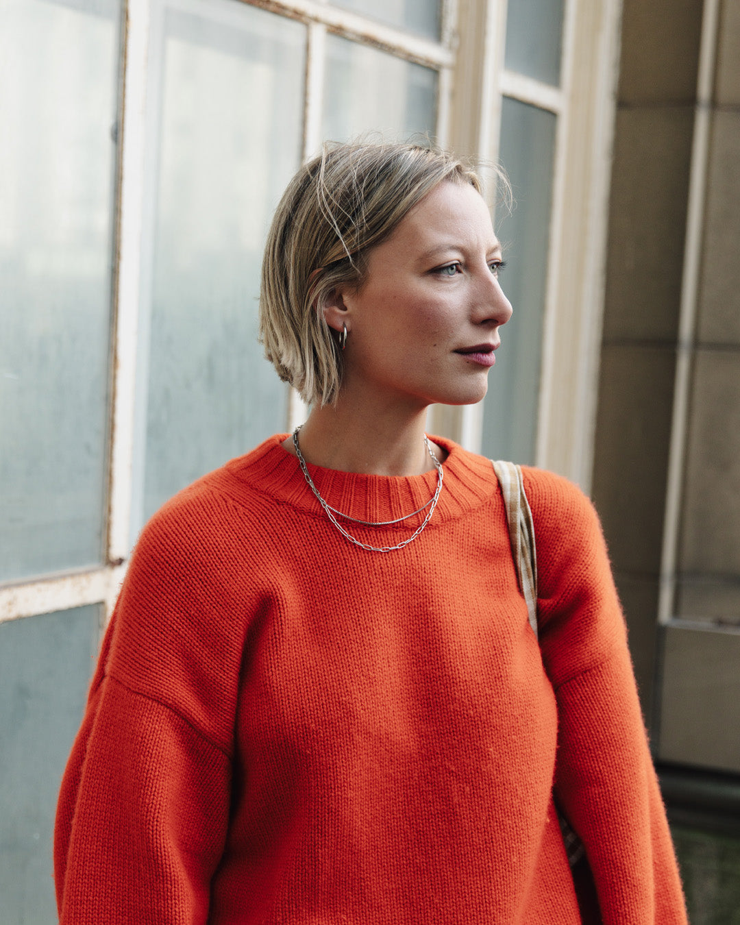 Silver Double Layer Feature Necklace, Tarnish-Free Silver Plating