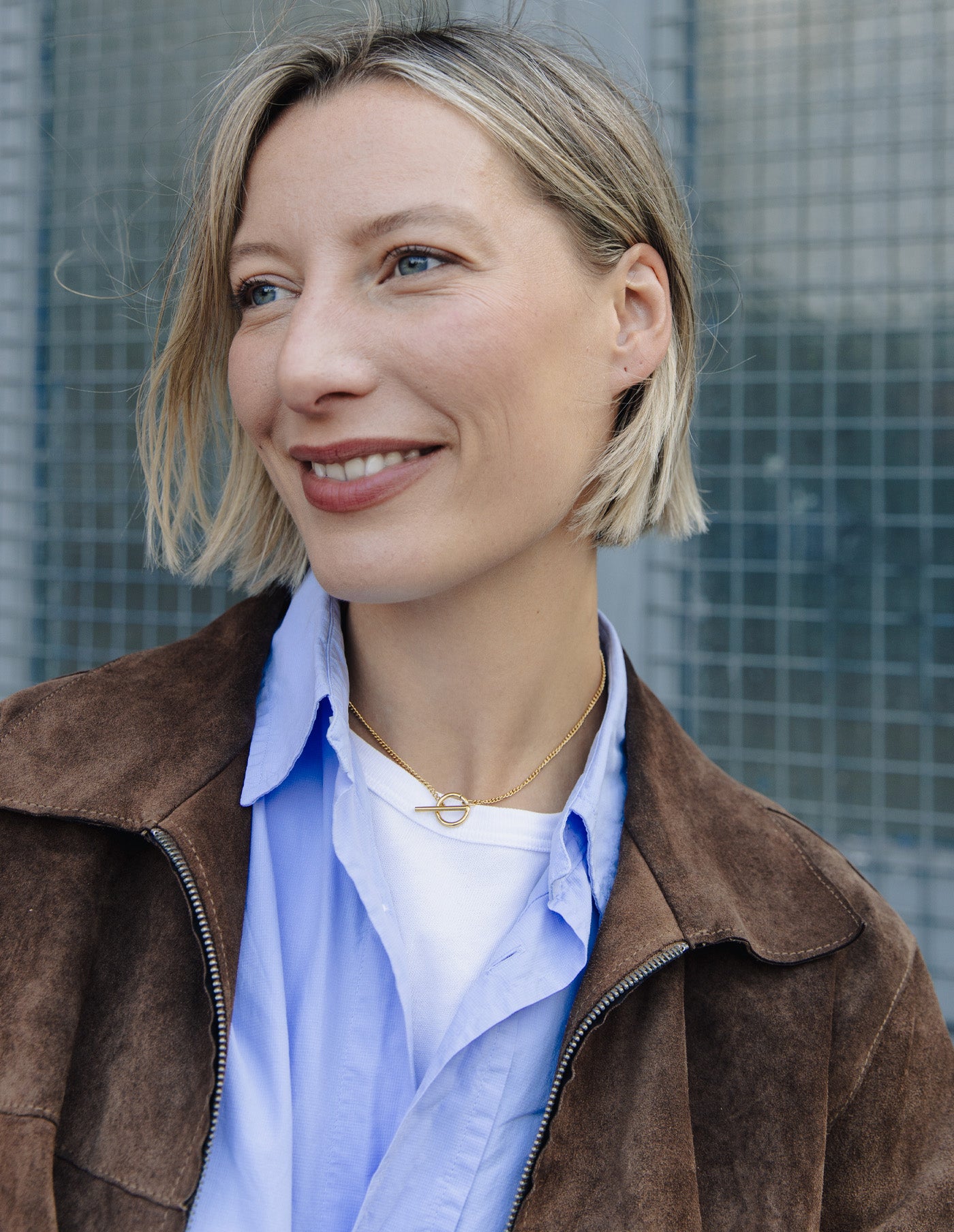 Gold Herringbone Toggle Chain Necklace, Tarnish-Free Gold Plating