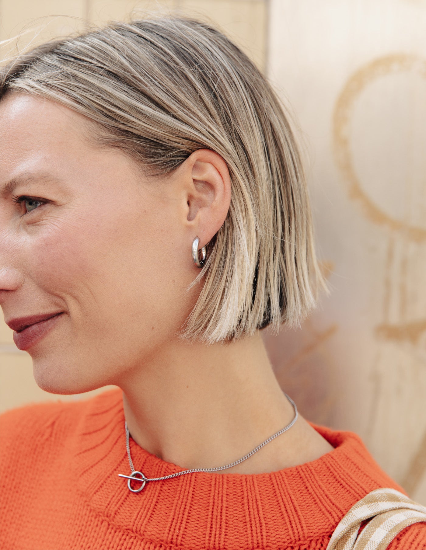 Silver Herringbone Toggle Chain Necklace, Tarnish-Free Silver Plating