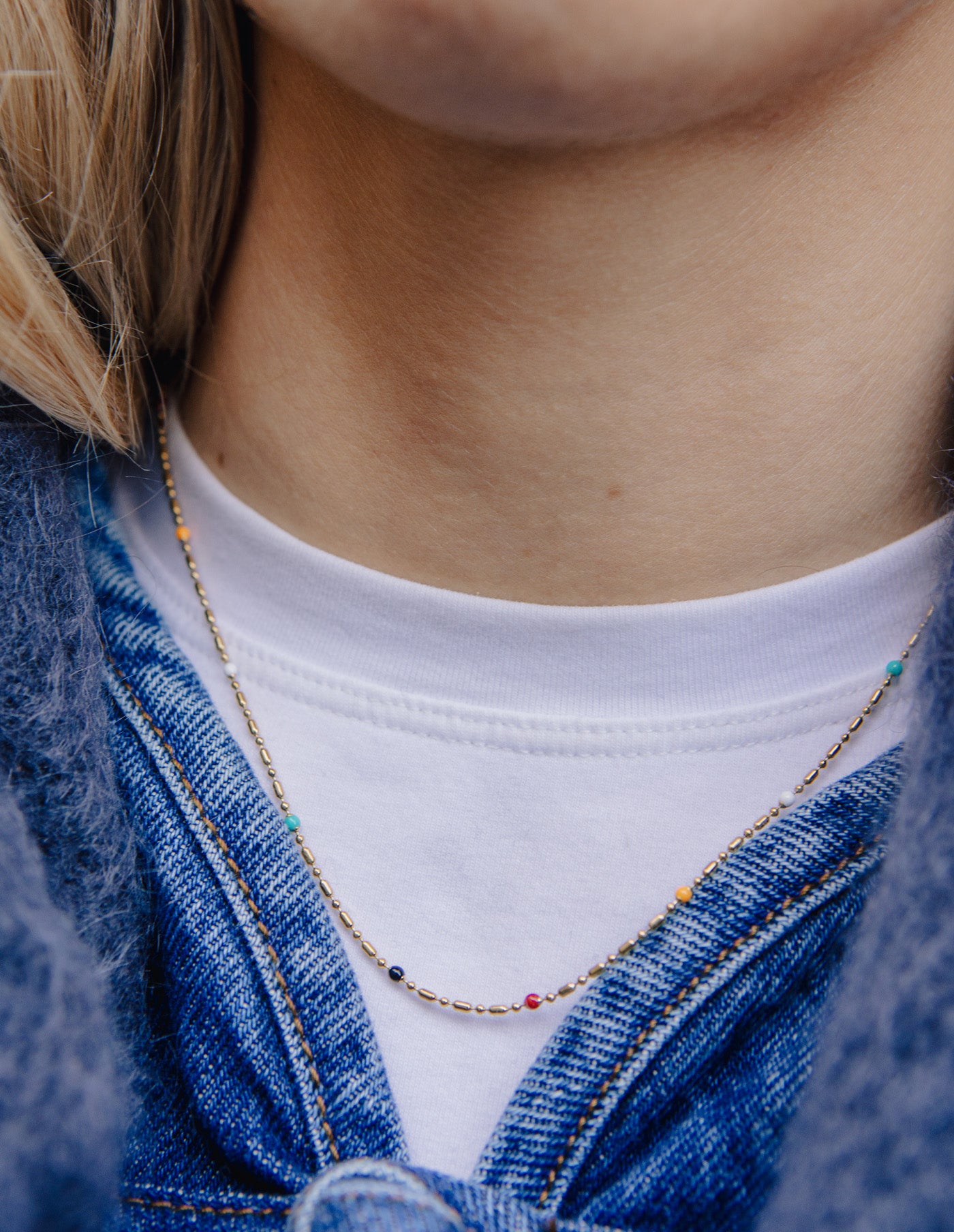 Gold Rainbow Beaded Necklace, Tarnish-Free Gold Plating