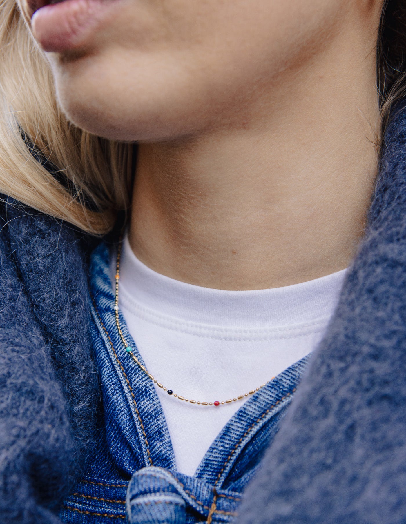 Gold Rainbow Beaded Necklace, Tarnish-Free Gold Plating