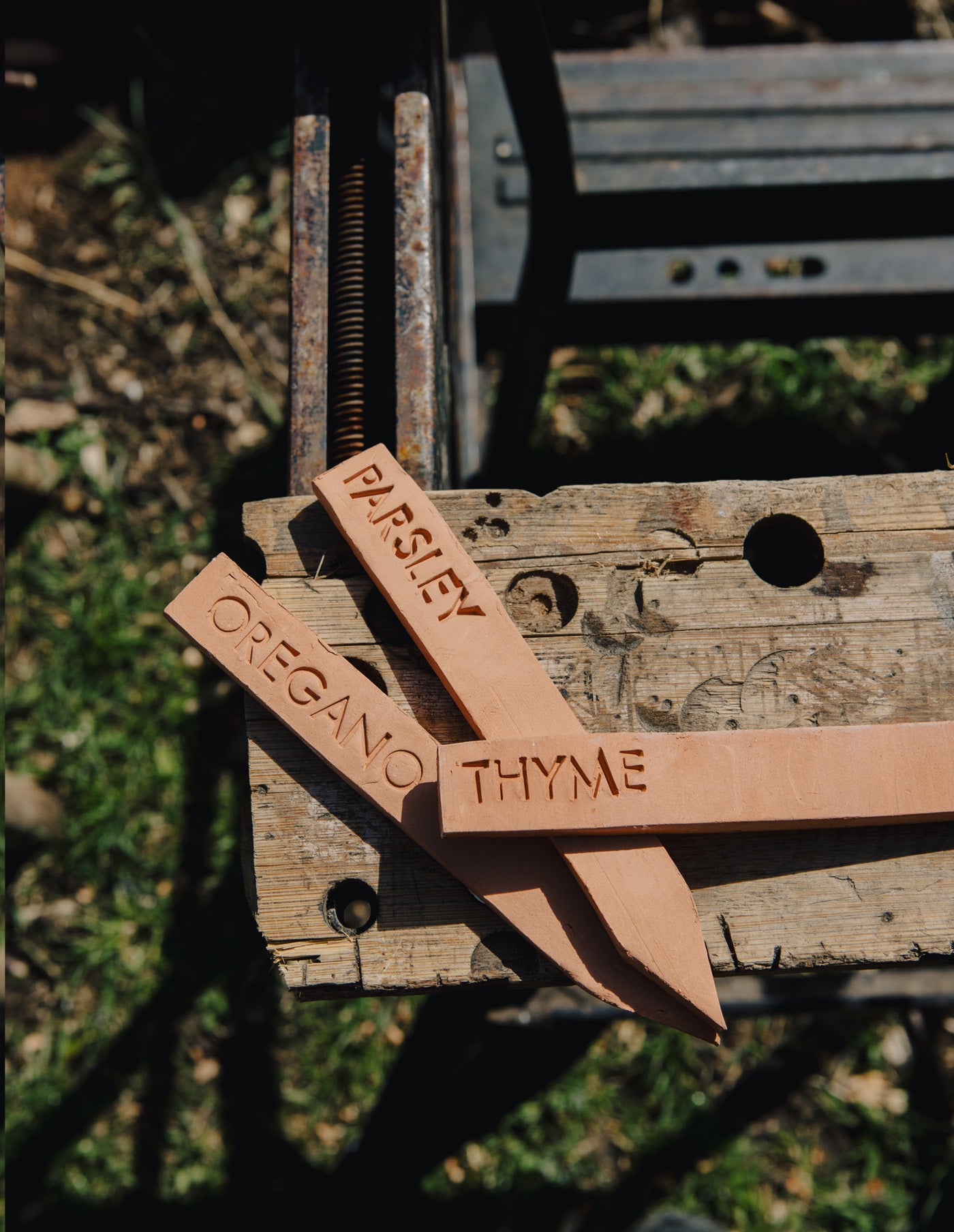 Terracotta Herb Markers, Ferndown Ceramics