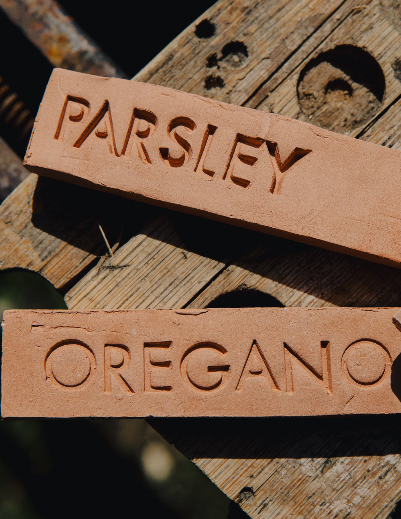 Terracotta Herb Markers, Ferndown Ceramics