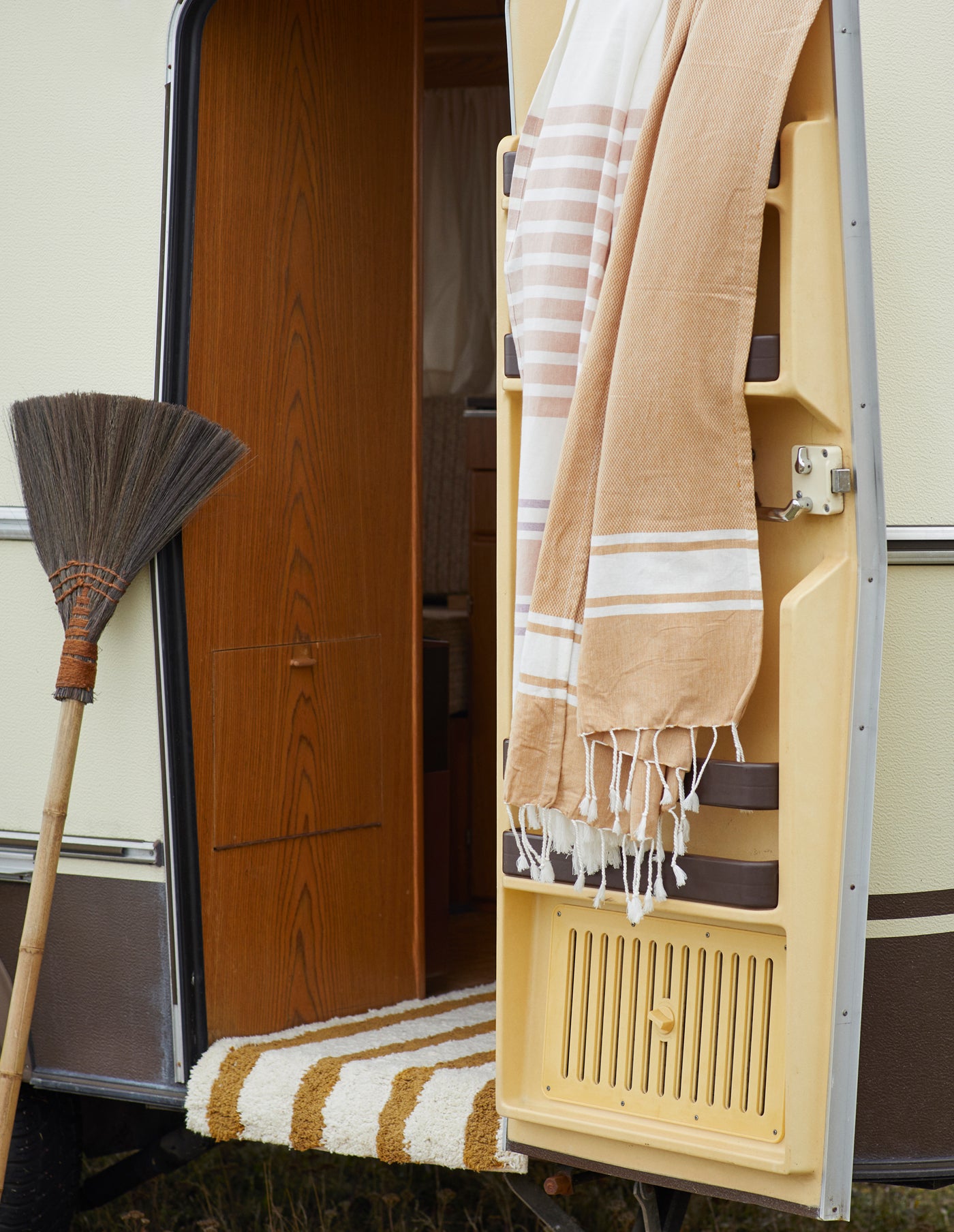 Mustard Striped Tufted Bath Mat, Madam Stoltz