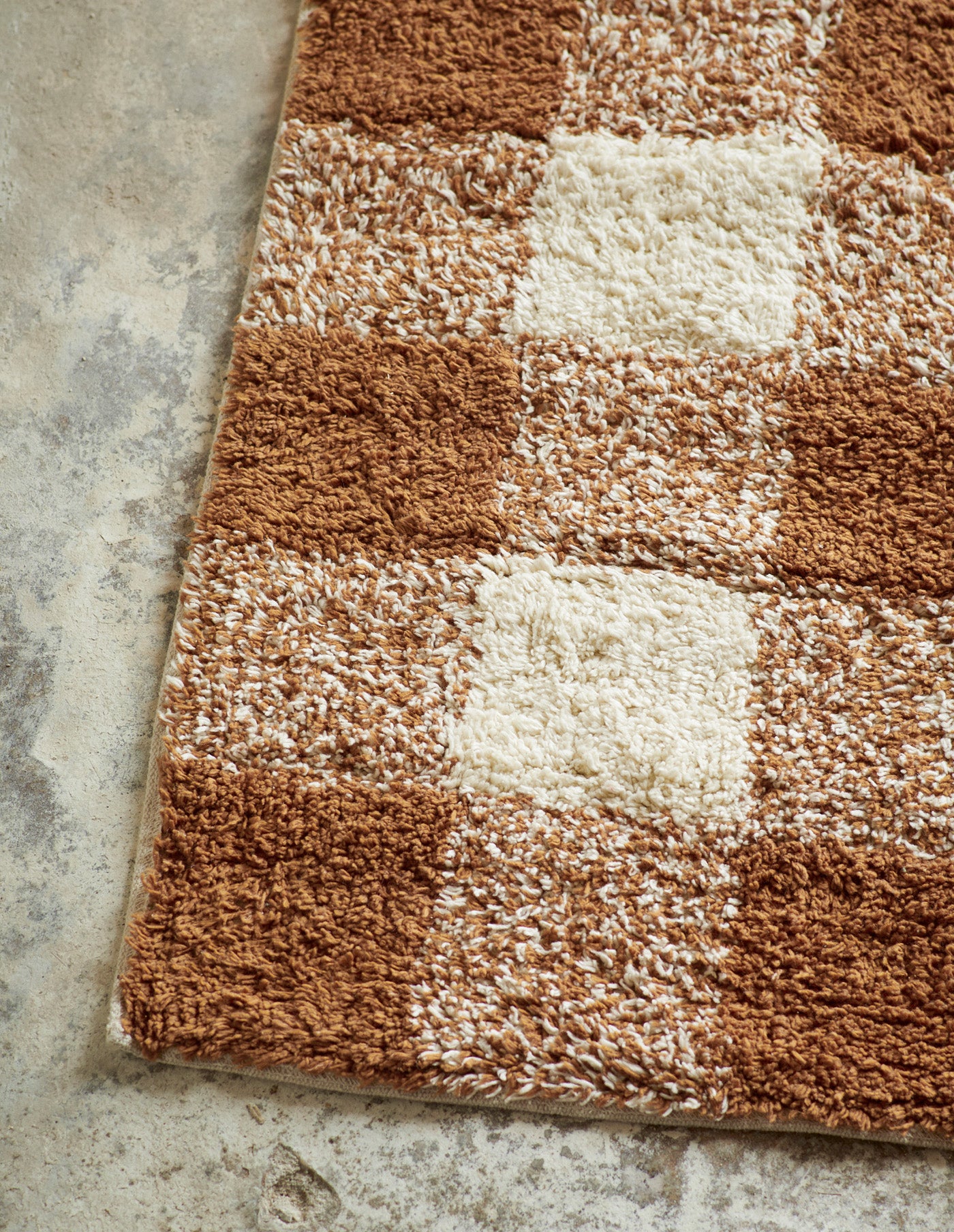 Terracotta Check Tufted Cotton Rug, Madam Stoltz