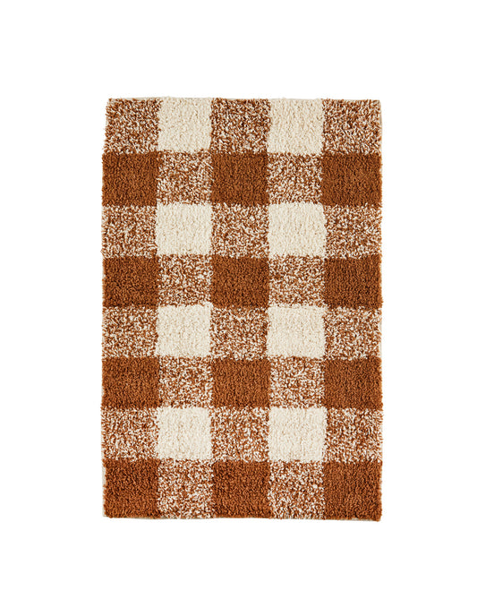 Terracotta Check Tufted Cotton Rug, Madam Stoltz
