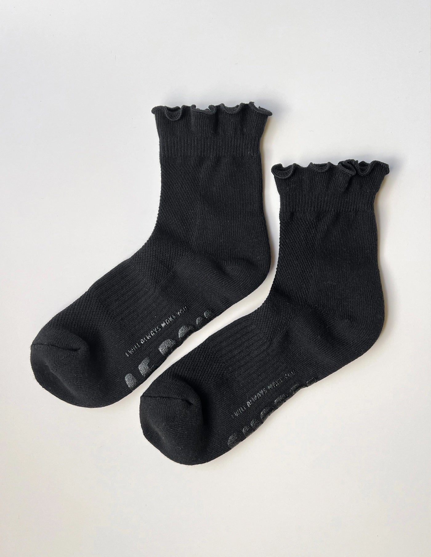 Black Ruffled Hugger Crew Socks, Le Bon Shoppe
