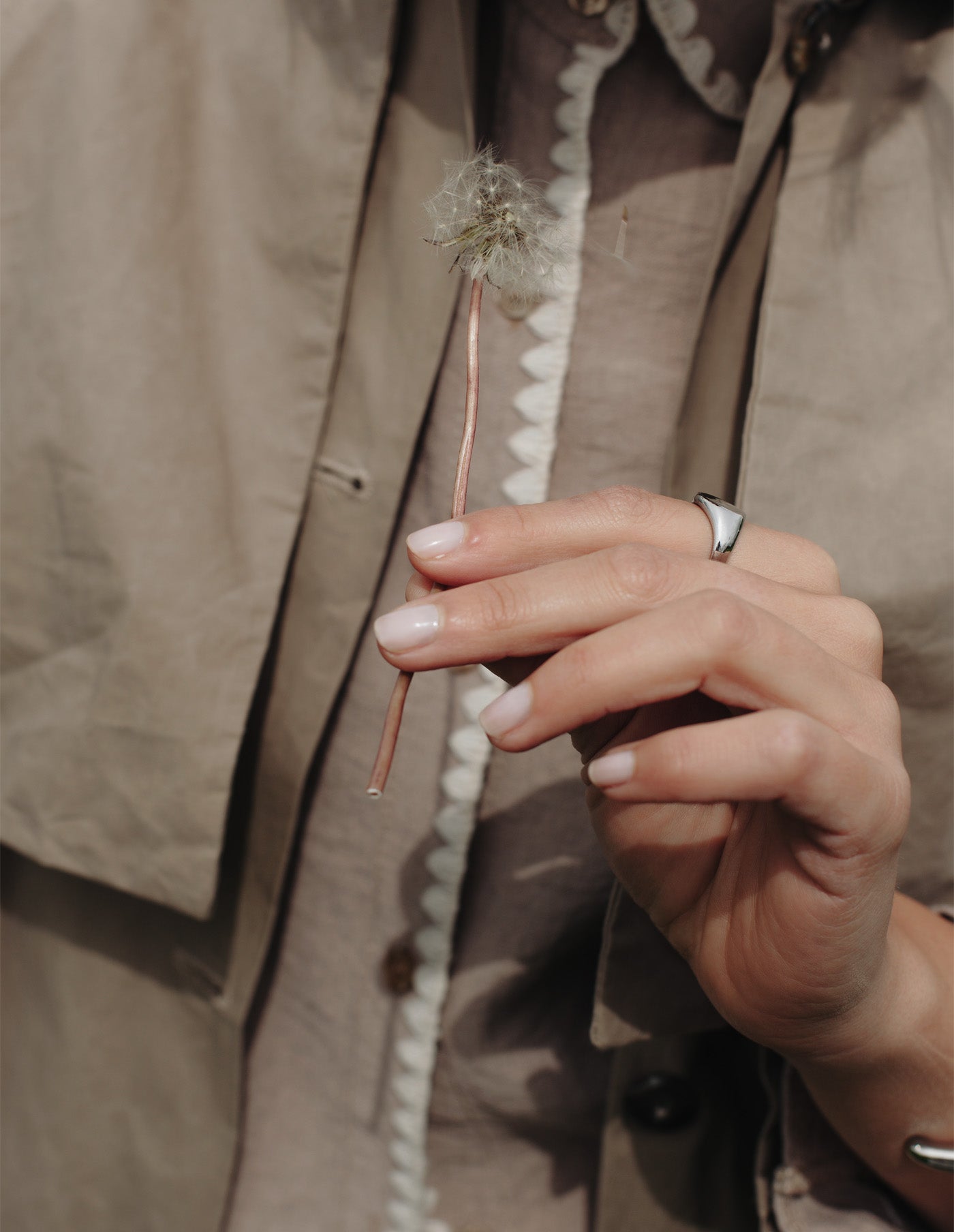 Silver Round Signet Ring, Tarnish-Free Silver Plating