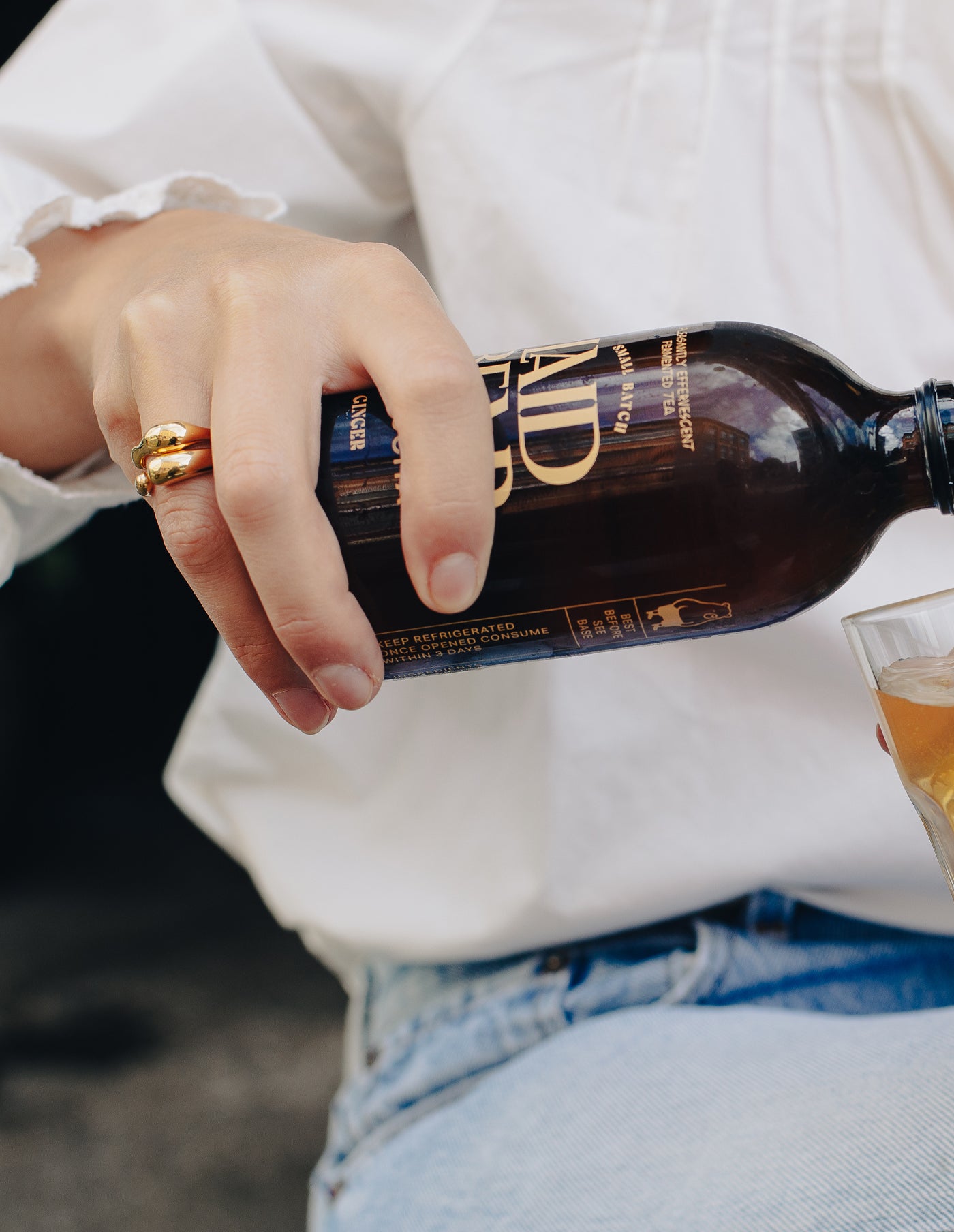 Gold Fluid Band Ring, Waterproof