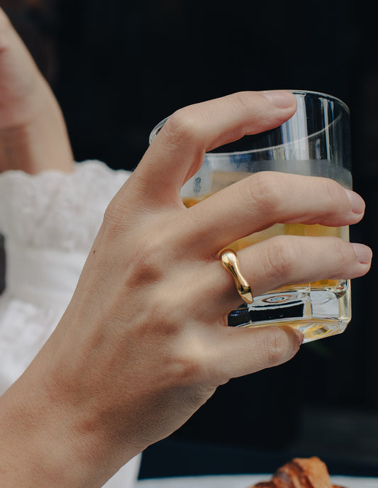 Gold Fluid Band Ring, Waterproof