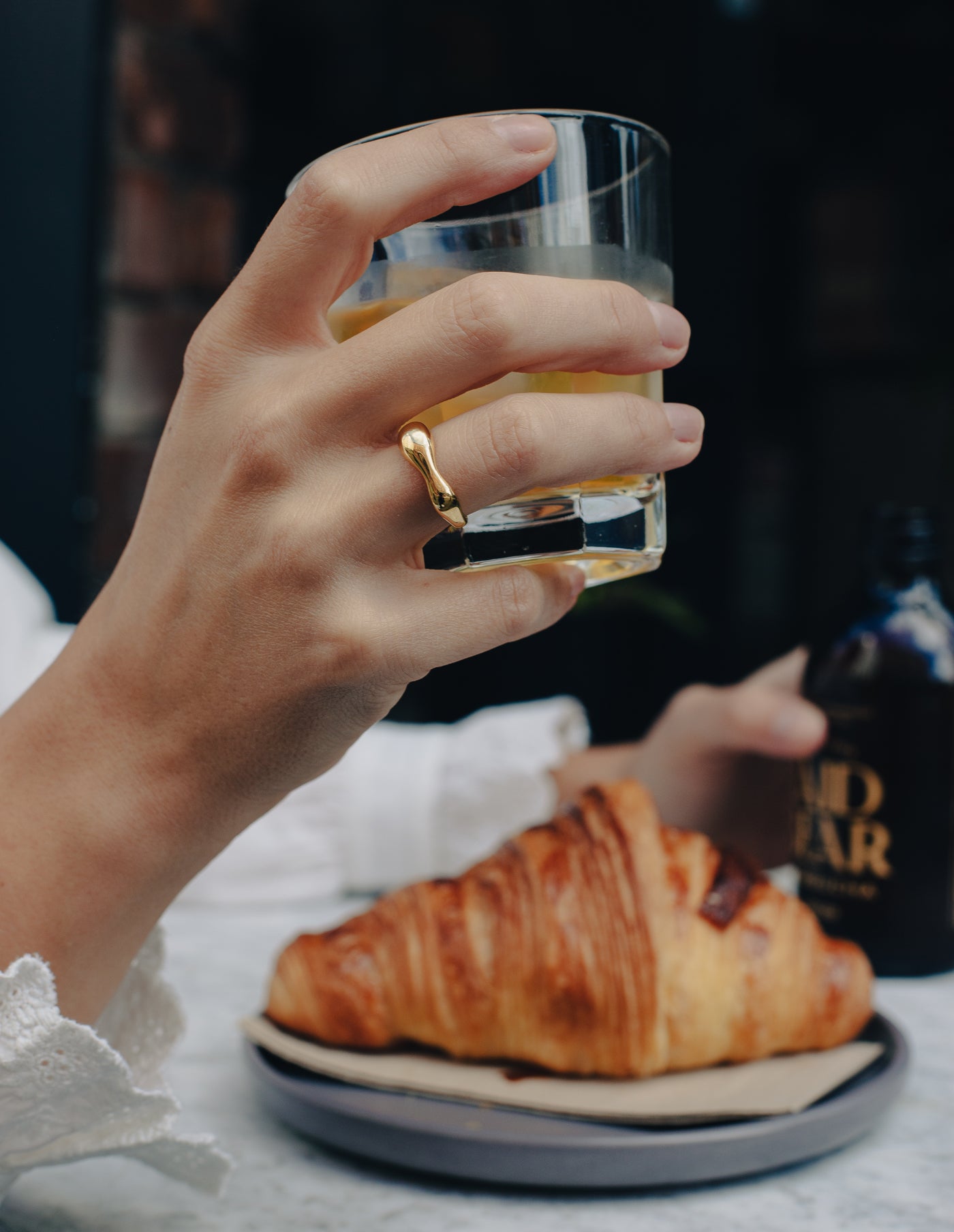 Gold Fluid Band Ring, Waterproof