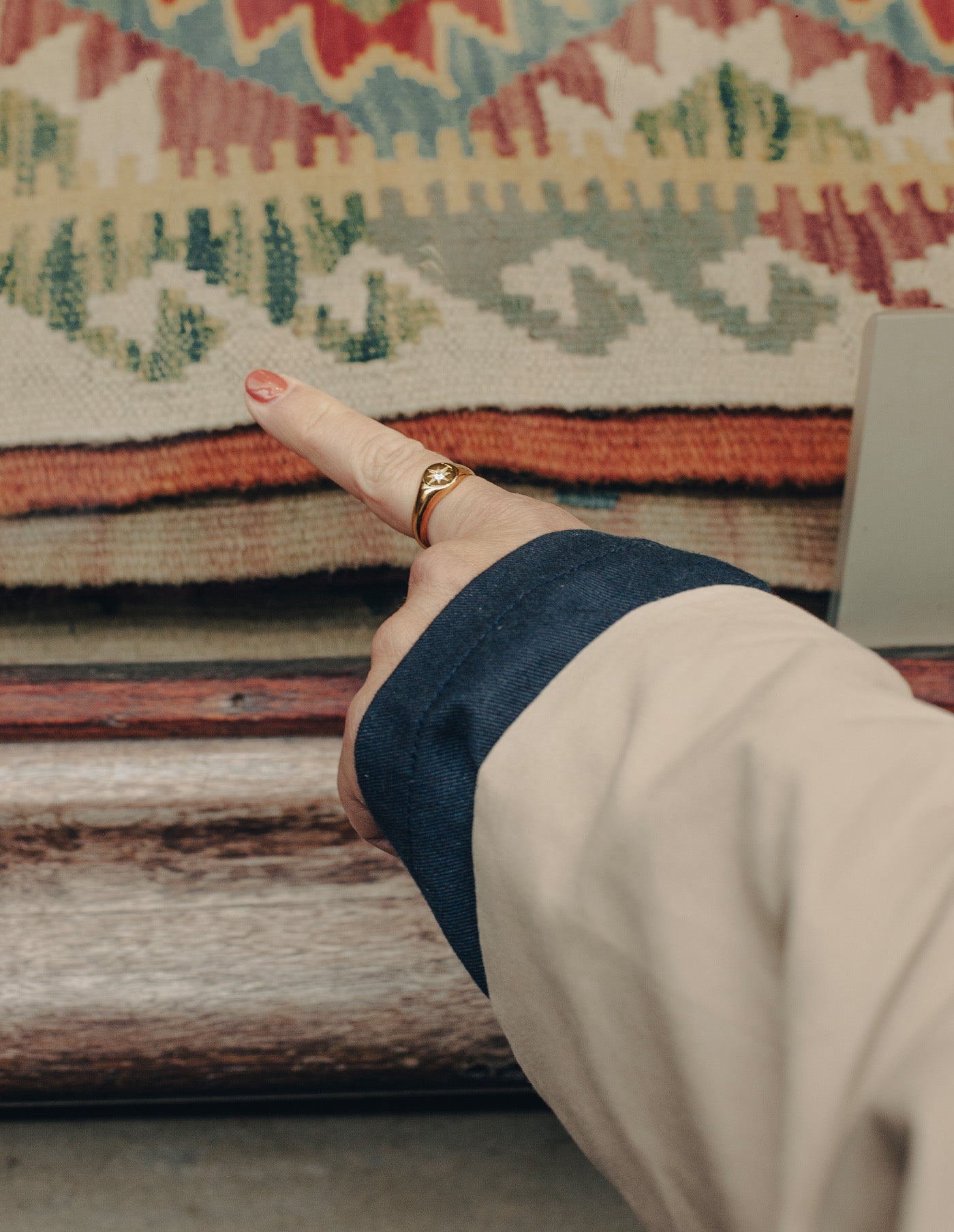 Gold Round Embossed Stone Signet Ring, Tarnish-Free Gold Plating