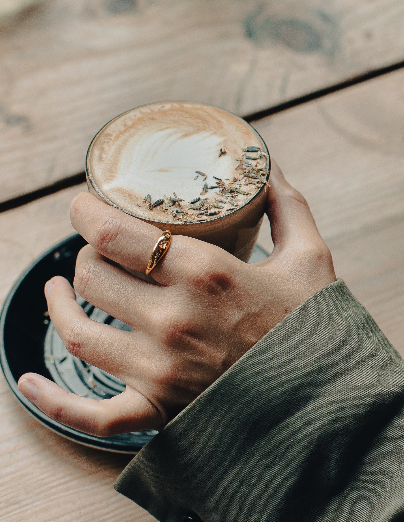 Gold Stone Embossed Band Ring, Waterproof
