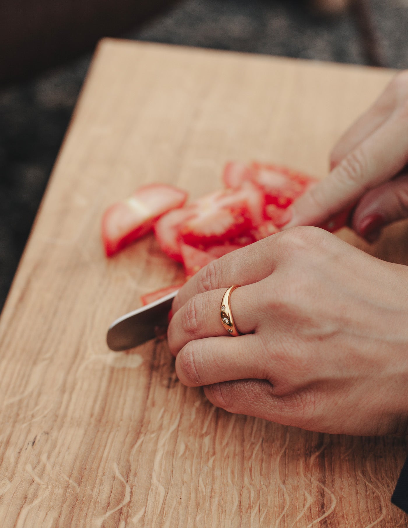 Gold Stone Embossed Band Ring, Tarnish-Free Gold Plating