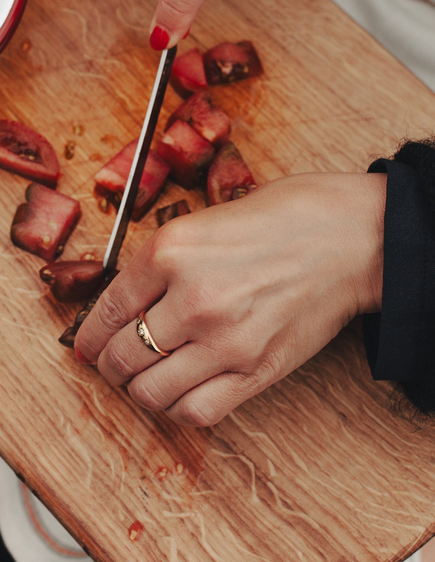 Gold Stone Embossed Band Ring, Tarnish-Free Gold Plating