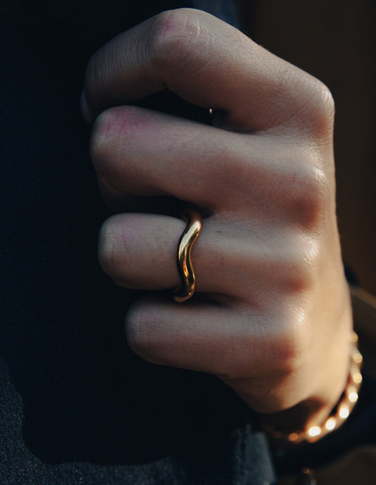 Gold Irregular Band Ring, Waterproof
