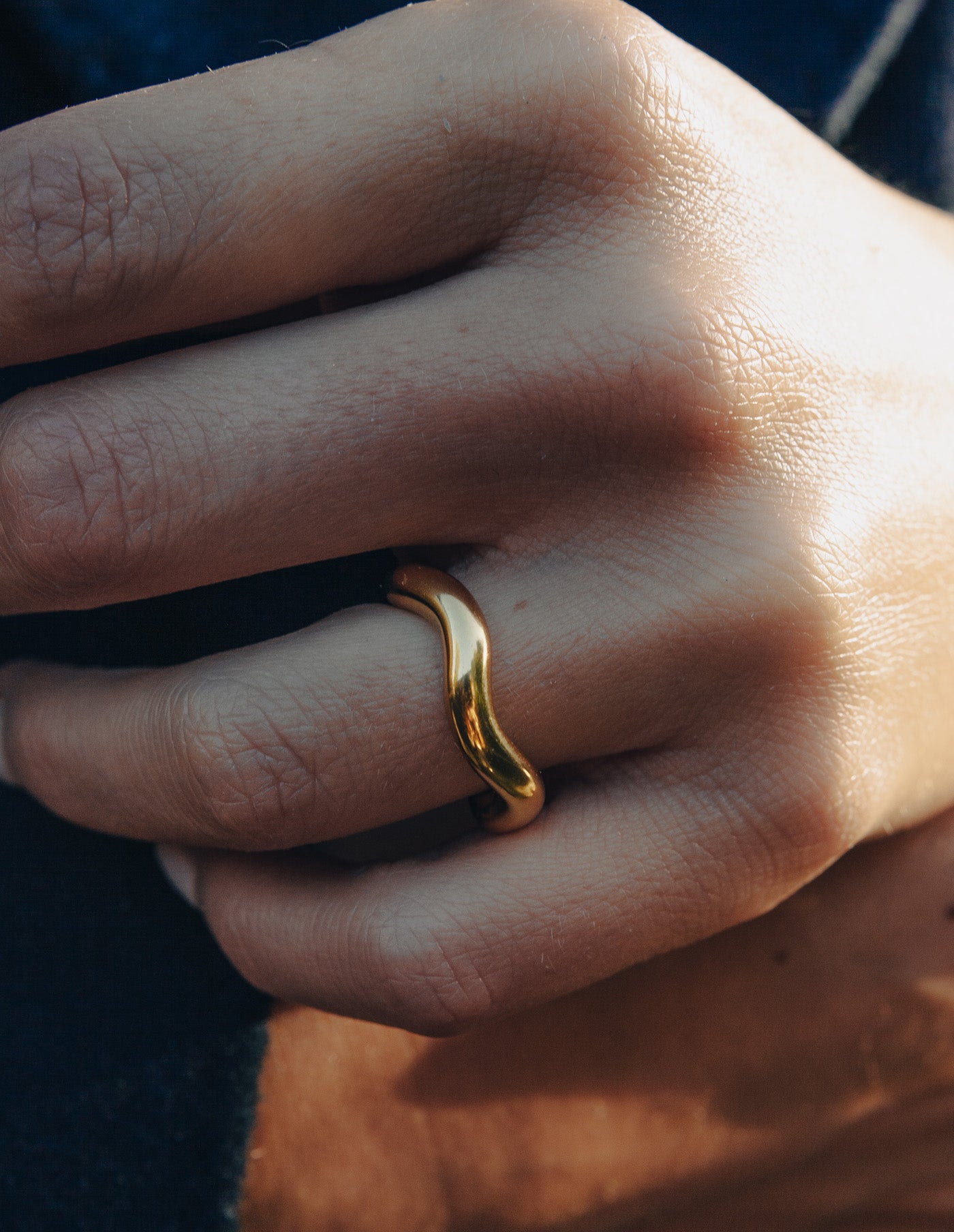 Gold Irregular Band Ring, Waterproof