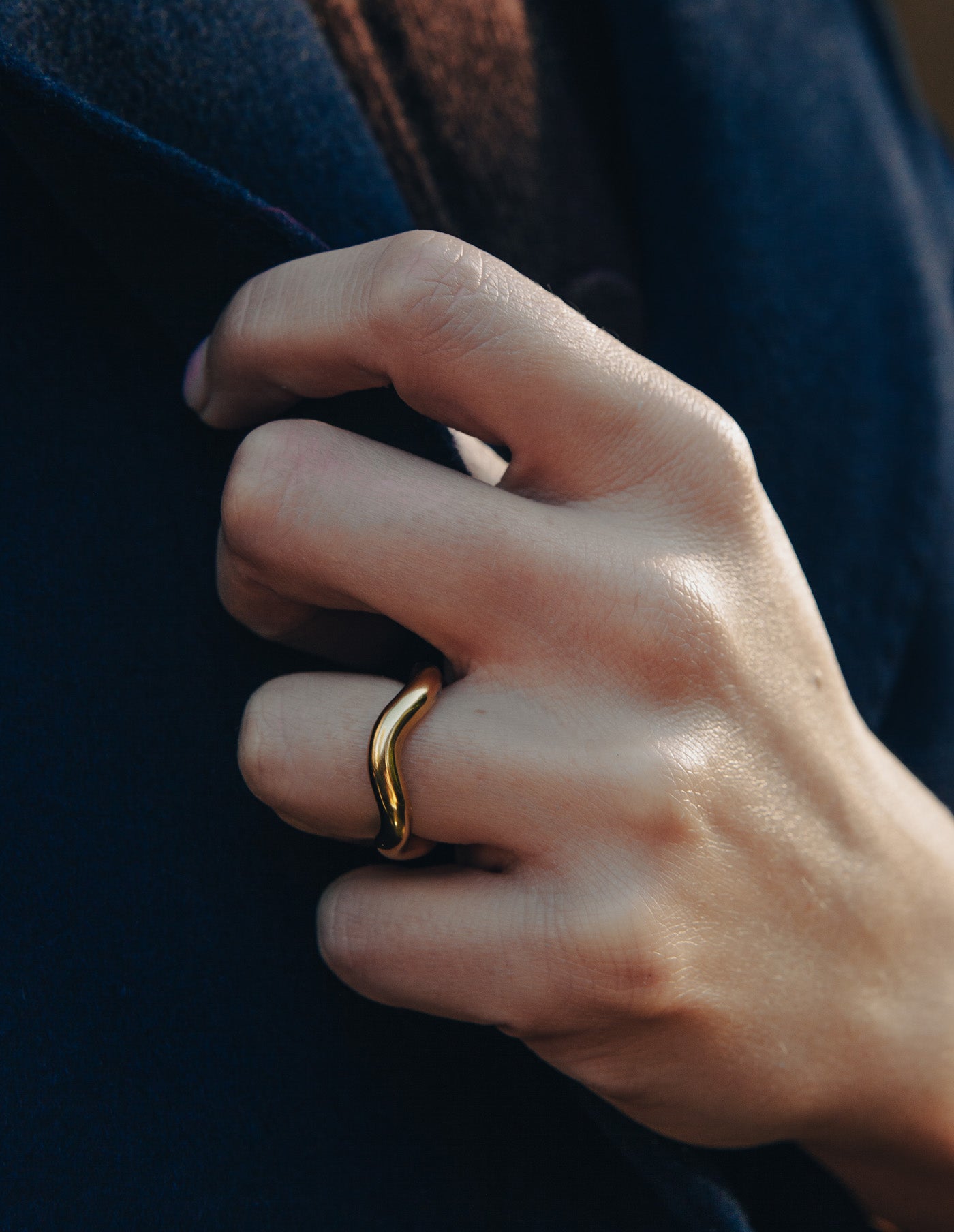 Gold Irregular Band Ring, Waterproof
